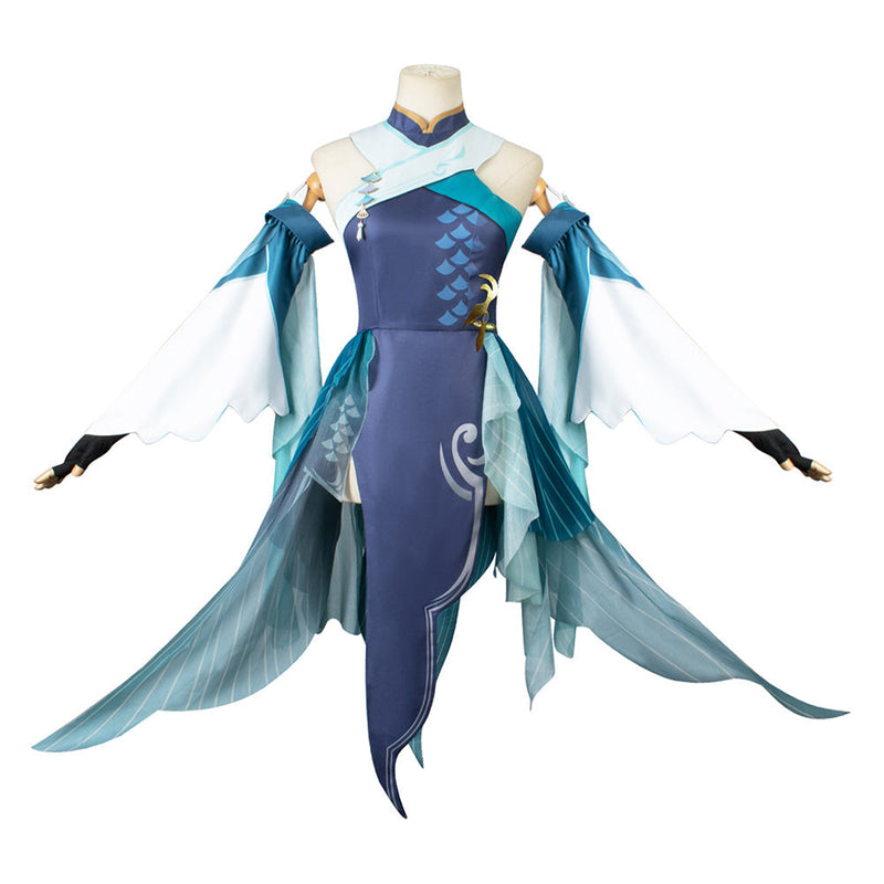 VeeGet Genshin Impact Madame Ping Costume Outfits for Halloween Carnival Cosplay Costume