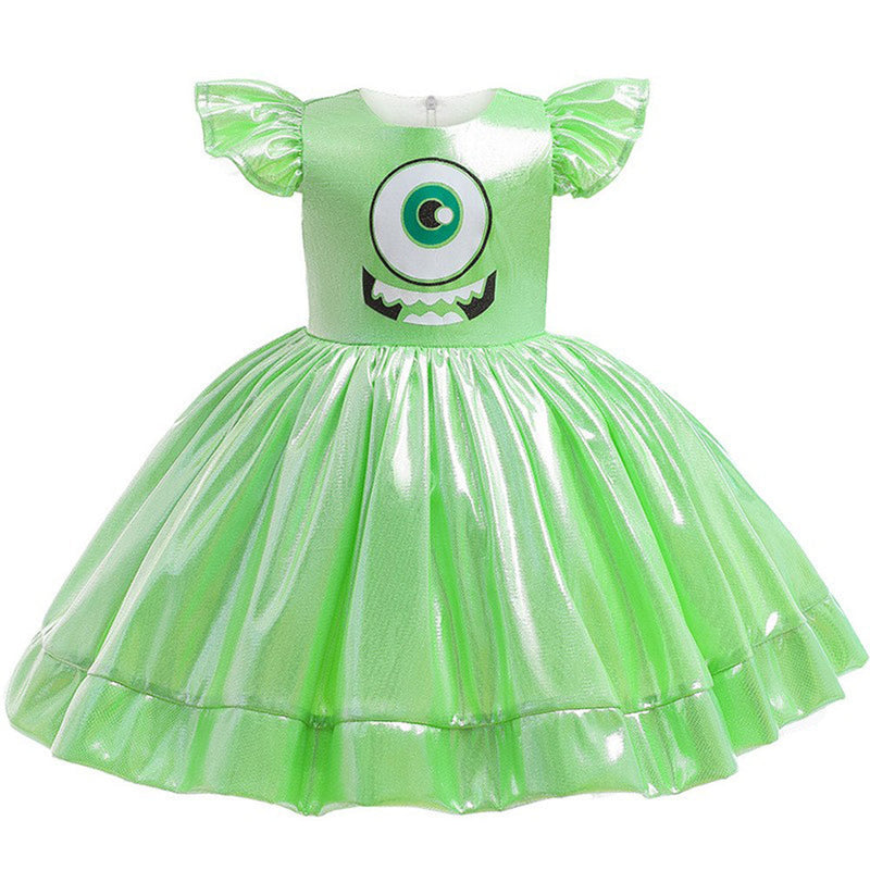 VeeGet Kids Girls Monsters University Mike Cosplay Costume Dress Outfits Halloween Carnival Party Suit