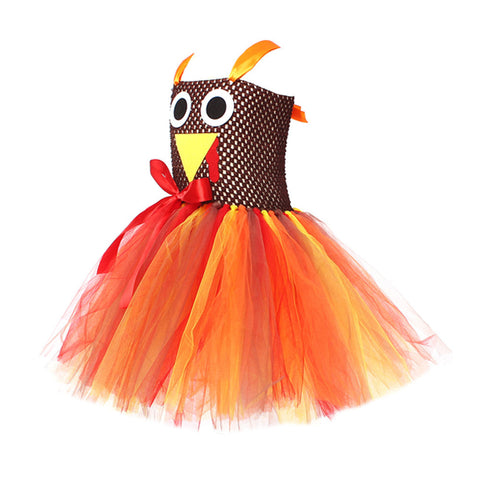 VeeGet Thanks Giving Day Turkey KIds Girls TUTU Dress Cosplay Dress Halloween Carnival Costume Dress Up GirlKidsCostume