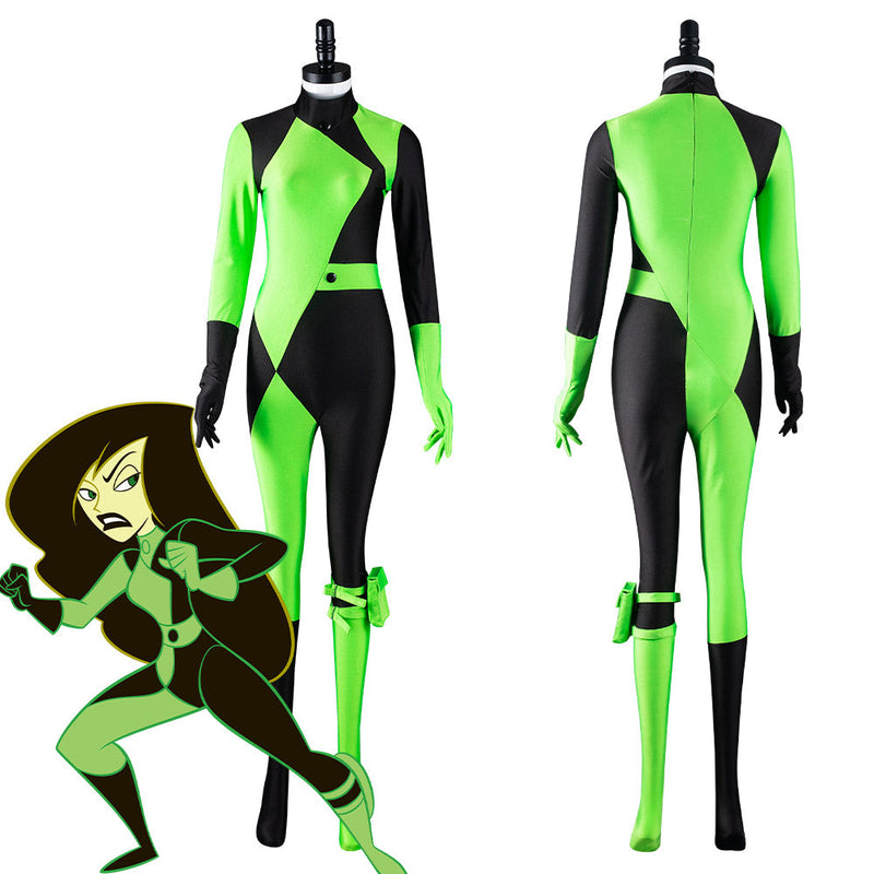 VeeGet VeeGet Kim Possible Shego Adult Jumpsuit Halloween Carnival Suit Outfits Cosplay Costume