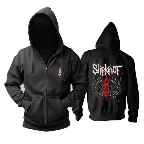 VeeGet Slipknot Black Hoodie Rock Band Zip Up Sweatshirt