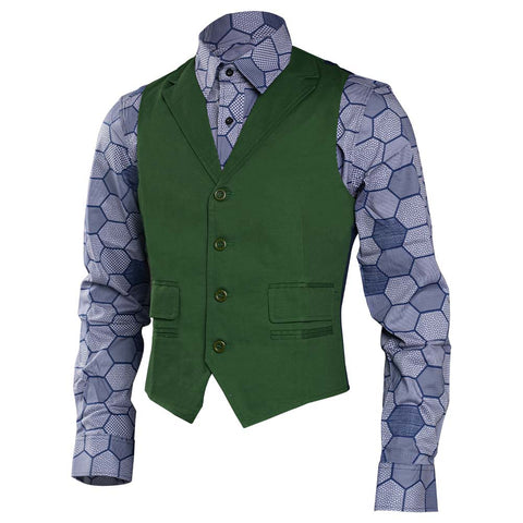 VeeGet VeeGet Dark Knight Joker Hexagon Shirt + Vest costume Tailor Made SMan