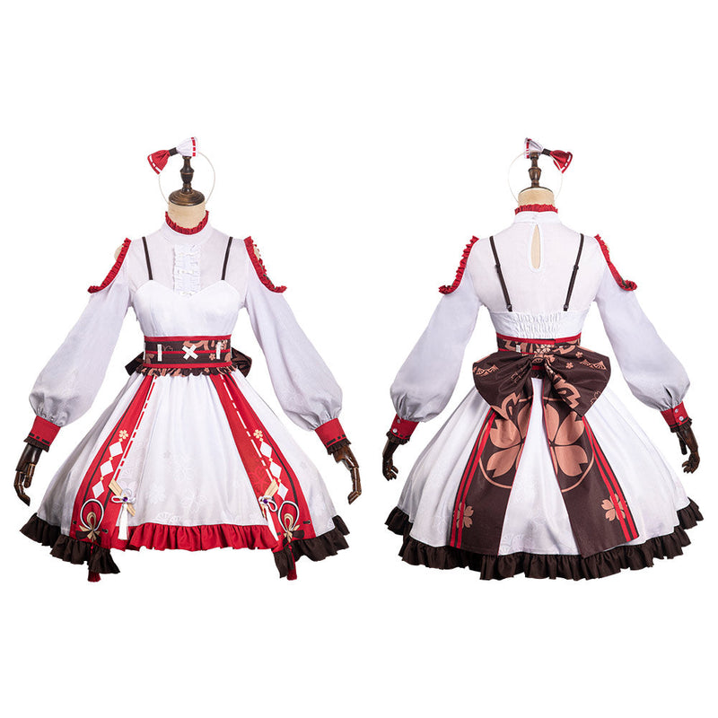 VeeGet Genshin Impact Yae Miko Original Design Lolita Cosplay Costume for Halloween Carnival Suit