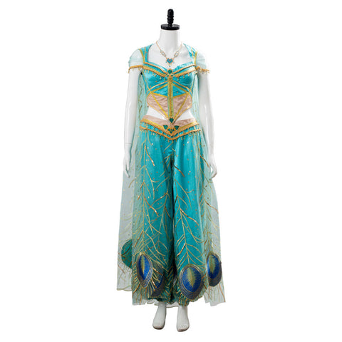 VeeGet VeeGet Adult Aladdin Naomi Scott Princess Jasmine Peacock Outfit Cosplay Costume