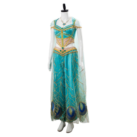 VeeGet VeeGet Adult Aladdin Naomi Scott Princess Jasmine Peacock Outfit Cosplay Costume