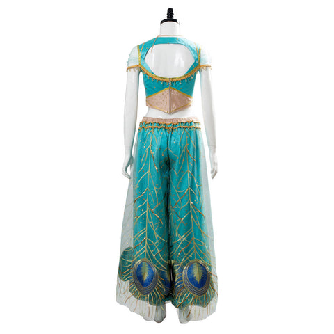 VeeGet VeeGet Adult Aladdin Naomi Scott Princess Jasmine Peacock Outfit Cosplay Costume