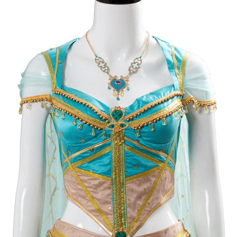 VeeGet VeeGet Adult Aladdin Naomi Scott Princess Jasmine Peacock Outfit Cosplay Costume