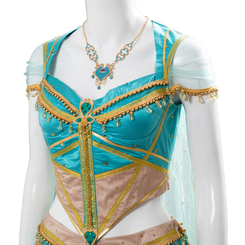 VeeGet VeeGet Adult Aladdin Naomi Scott Princess Jasmine Peacock Outfit Cosplay Costume