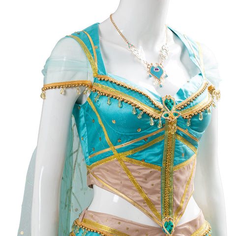 VeeGet VeeGet Adult Aladdin Naomi Scott Princess Jasmine Peacock Outfit Cosplay Costume