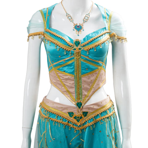 VeeGet VeeGet Adult Aladdin Naomi Scott Princess Jasmine Peacock Outfit Cosplay Costume