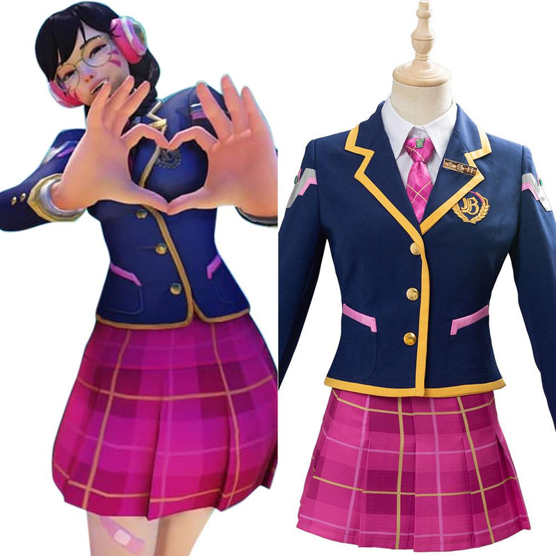 VeeGet Overwatch Academy Dva Skin 3-YEAR Anniversary Outfit Cosplay Costume