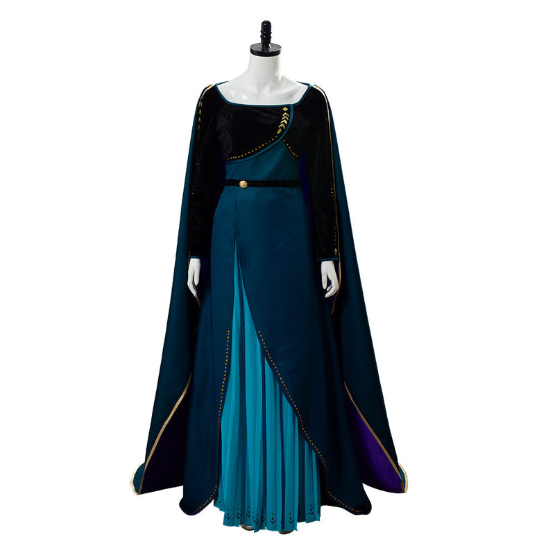 VeeGet VeeGet Frozen 2 Queen Anna Coronation Gown Dark Green Dress Cosplay Costume