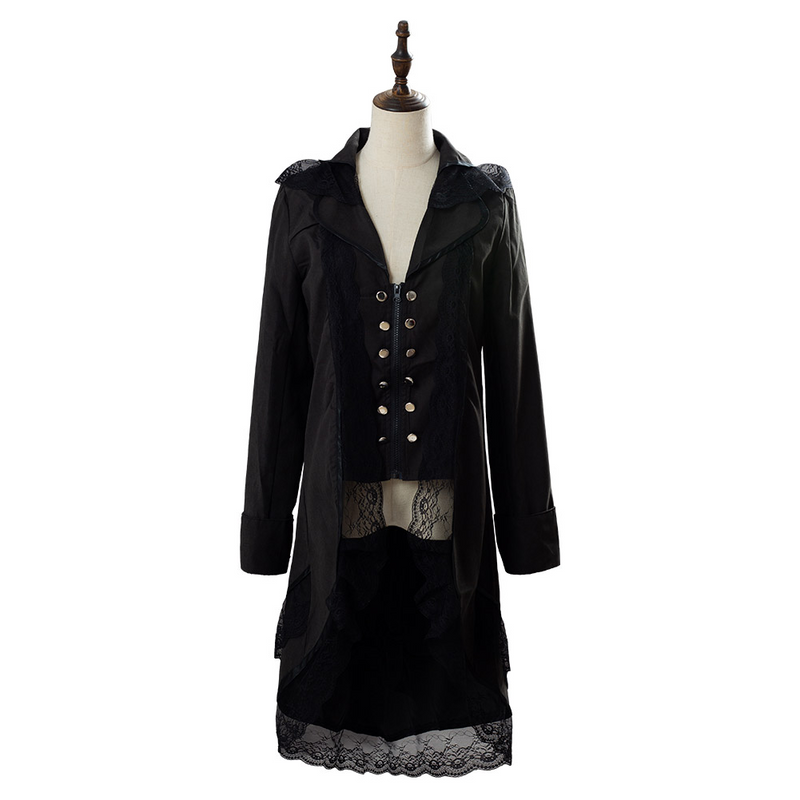 VeeGet Steampunk Black Tailcoat Victorian Gothic Cosplay Costume Female Ver.