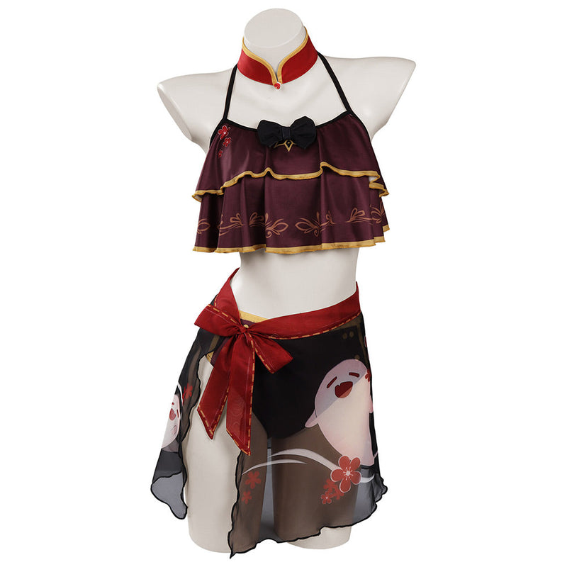 VeeGet Genshin Impact Hutao Swimsuit Cosplay Costume Costume Outfits for Halloween Carnival Suit