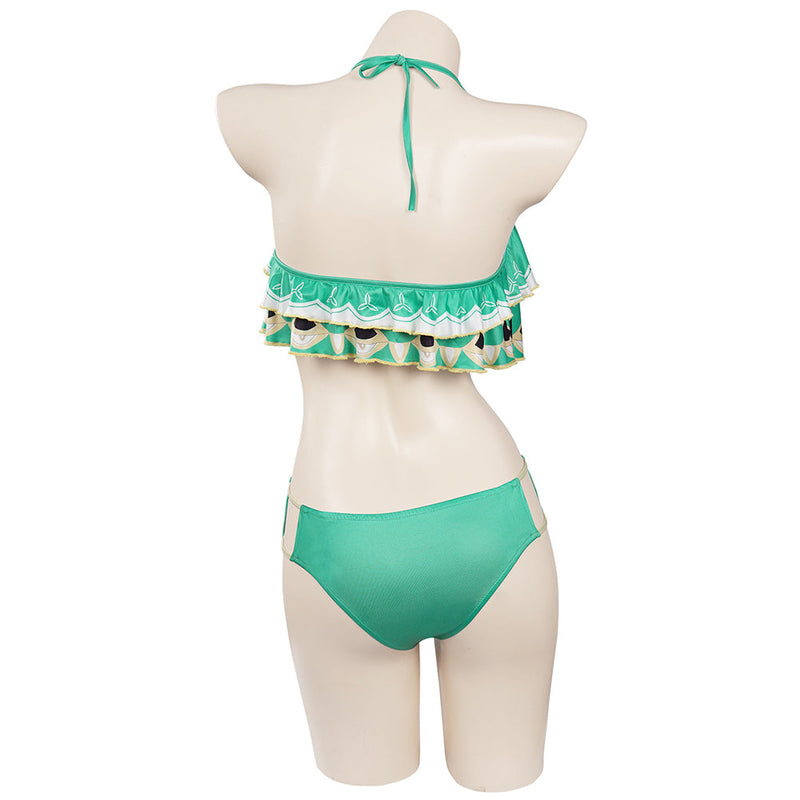 VeeGet Genshin Impact Venti Cosplay Costume Bikini Top Shorts Swimsuit Costume Outfits