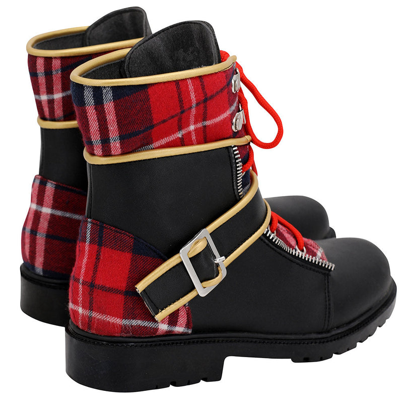 VeeGet Twisted Wonderland Pomefiore Epel Felmier Black Red Boots Cosplay Shoes