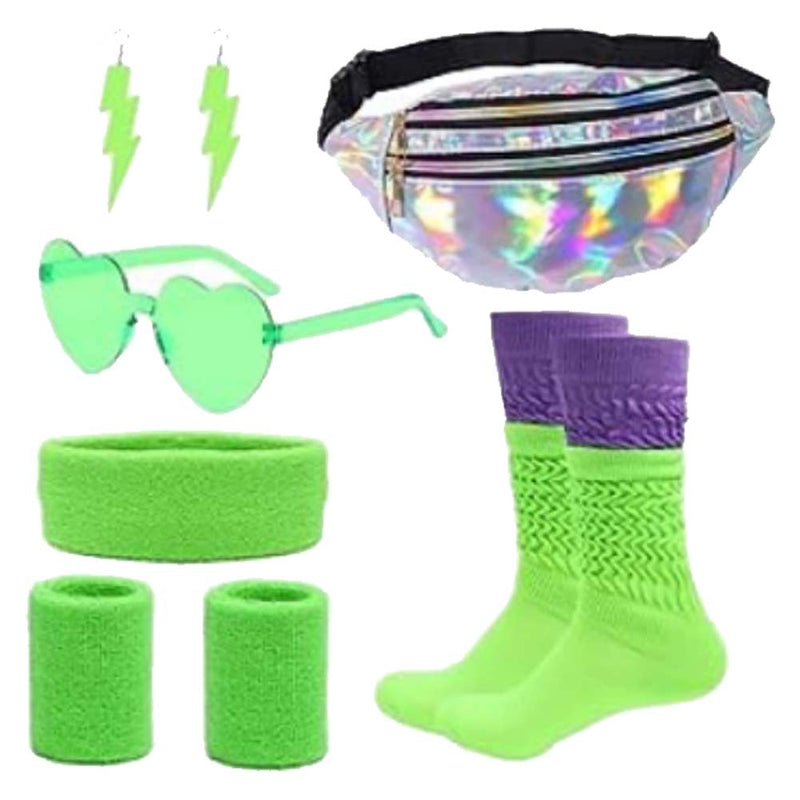 1980S Halloween Makeup Ball Waistbag Socks Headband Costume Set