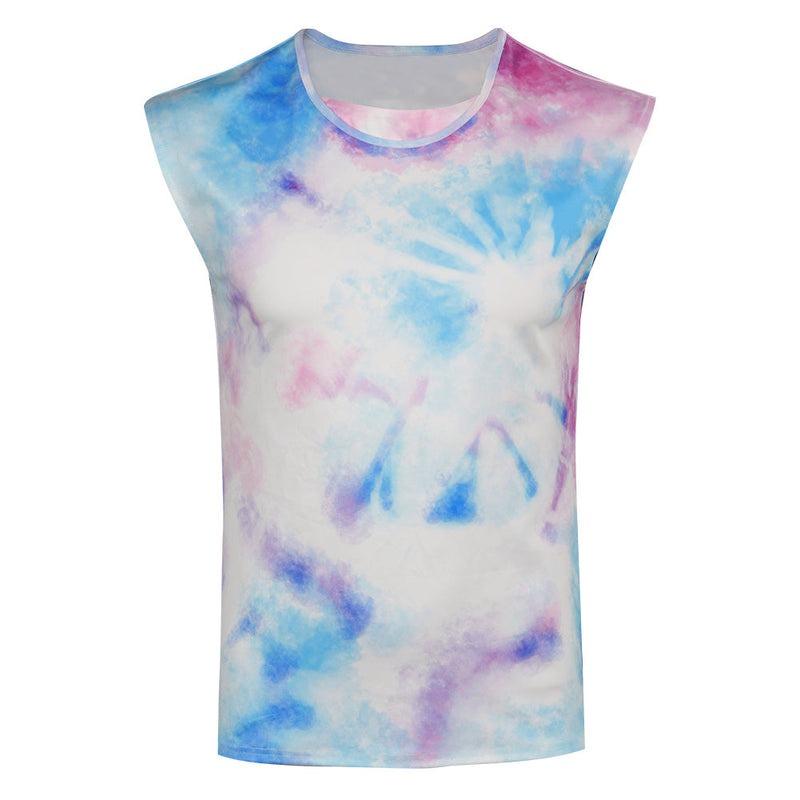 VeeGet 2023 Doll Movie Ken Tie-dye Vest Adult Summer Sleeveless T-Shirt for Carnival Halloween Cosplay Costume