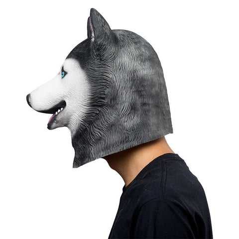 VeeGet Siberian Husky Dog Helmet Halloween Animal Latex Helmet Adult Cosplay Props