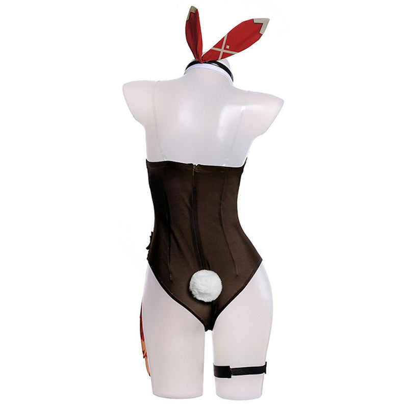 VeeGet Genshin Impact Amber Cosplay Costume Bunny Girls Costume Outfits for Halloween Carnival Party Suit