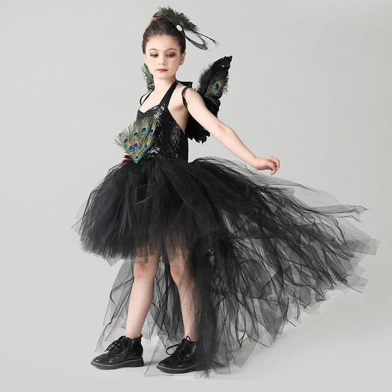 VeeGet Kids Gilrs Peacock Cosplay Costume Tutu Dress Outfits Halloween Carnival Party Disguise Suit GirlKidsCostume