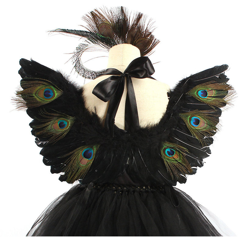 VeeGet Kids Gilrs Peacock Cosplay Costume Tutu Dress Outfits Halloween Carnival Party Disguise Suit GirlKidsCostume