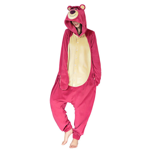 VeeGet VeeGet Toy Story 3 Lotso Strawberry Bear Pajama Sleepwear Christmas Halloween Cosplay Costume