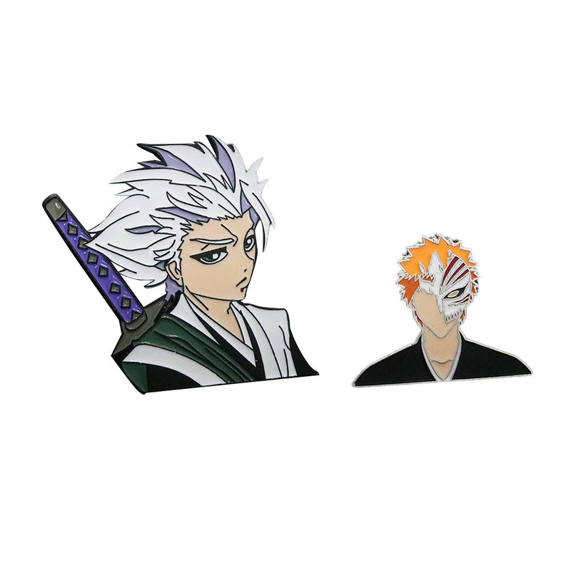 2pcs Bleach Kurosaki Ichigo Cosplay Badge Brooch Pin Collection Badge for Backpack Clothes