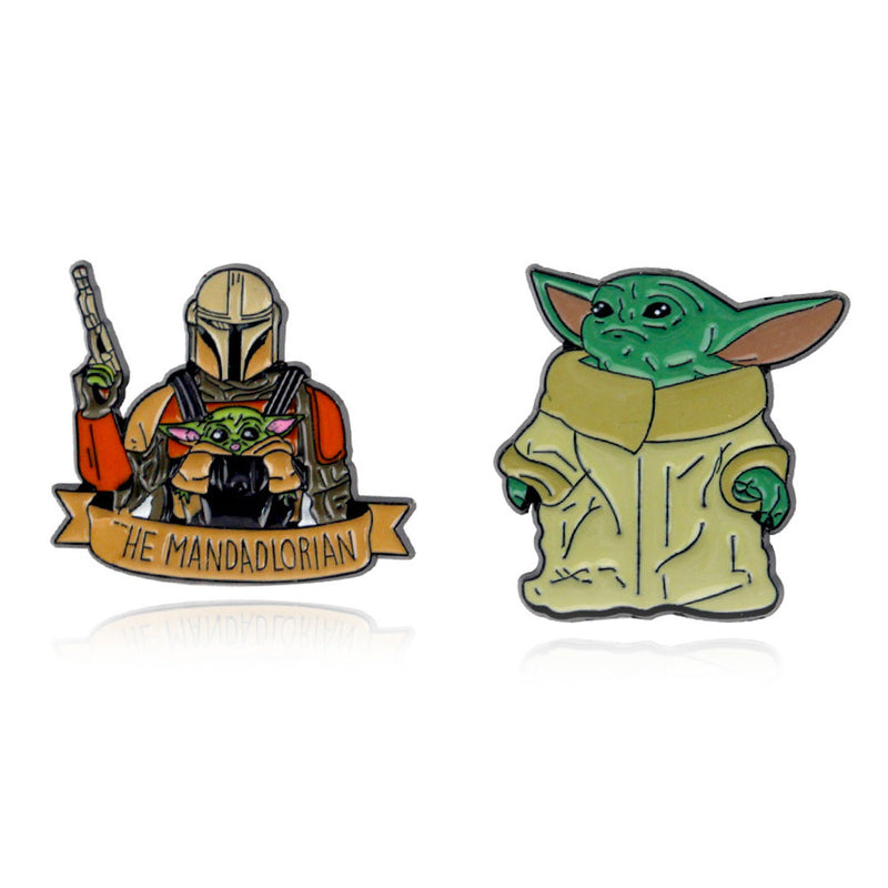 2Pcs Jedi Master Yoda Brooch Cosplay Metal Enamel Pin Clothes Backpack Badge Pin For Men Jewelry Gifts