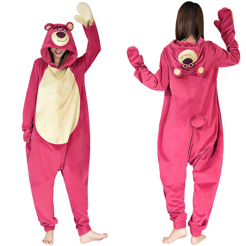 VeeGet VeeGet Toy Story 3 Lotso Strawberry Bear Pajama Sleepwear Christmas Halloween Cosplay Costume