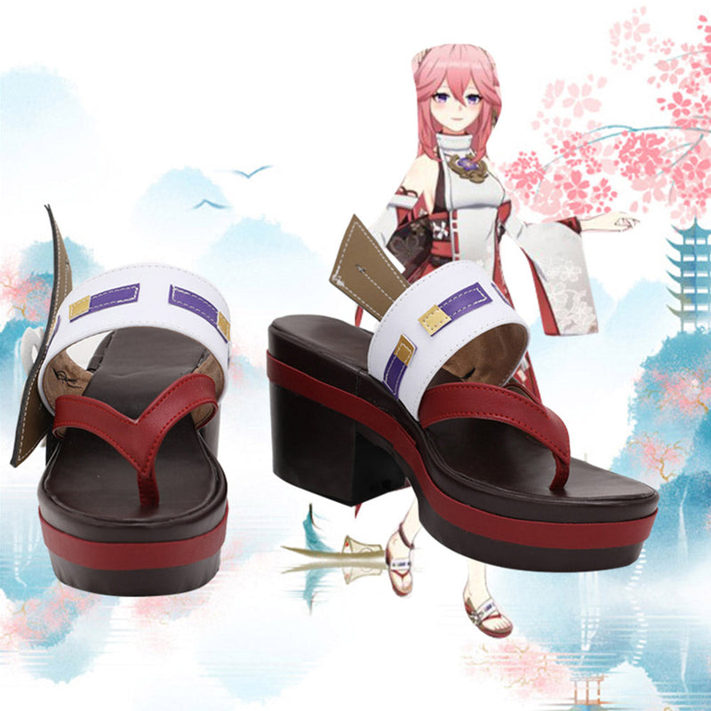 VeeGet Genshin Impact Yae Miko Cosplay Shoes Boots Custom Made