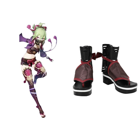 VeeGet Genshin Impact Kuki Shinobu Cosplay Shoes Boots Halloween Costumes Accessory Custom Made