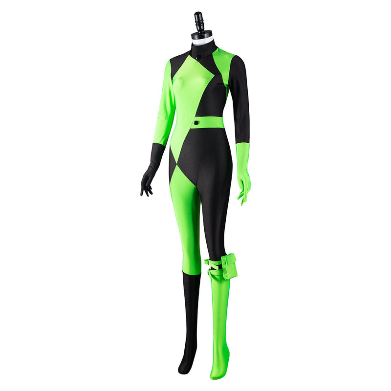 VeeGet VeeGet Kim Possible Shego Adult Jumpsuit Halloween Carnival Suit Outfits Cosplay Costume