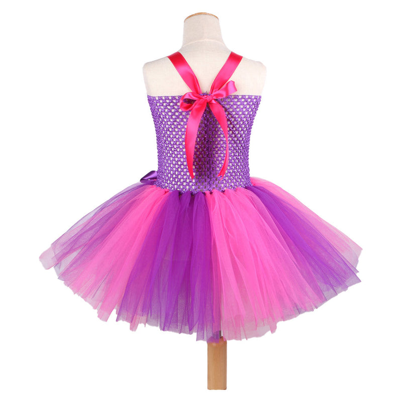 VeeGet Cheshire Cat Cosplay Costume Kids Girls TuTu Dress Headband Outfits Halloween Carnival Party Suit GirlKidsCostume