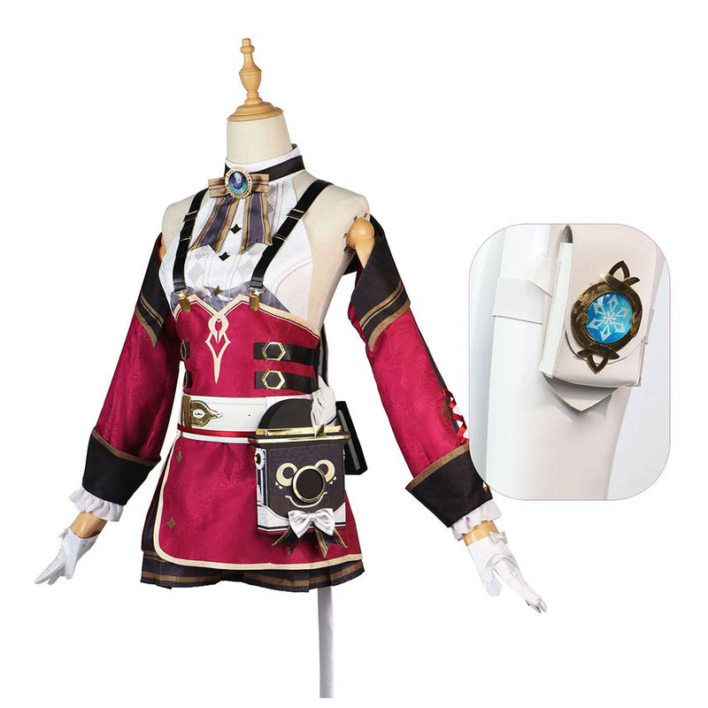 VeeGet Genshin Impact Charlotte Costume Outfits for Halloween Carnival Party Cosplay Costume