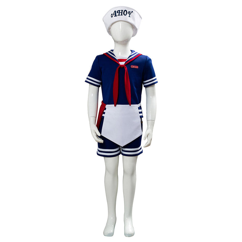 VeeGet VeeGet Stranger Things 3 Scoops Ahoy Steve Harrington Kids Children Uniform Cosplay Costume  TV