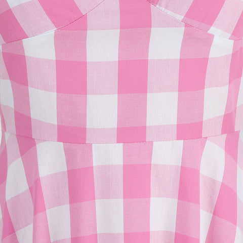 BarB Pink Style Margot Pink Plaid Dress Summer Beach Halloween Carnival Cosplay Costume BarBStyle