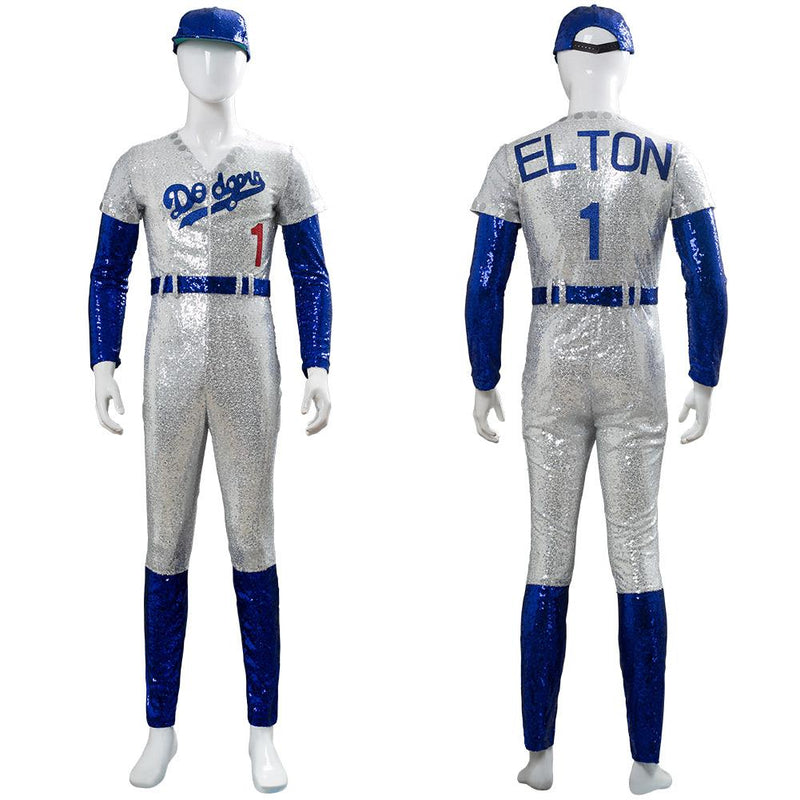 VeeGet VeeGet Rocketman Elton John Dodgers Baseball Uniform Cosplay Costume