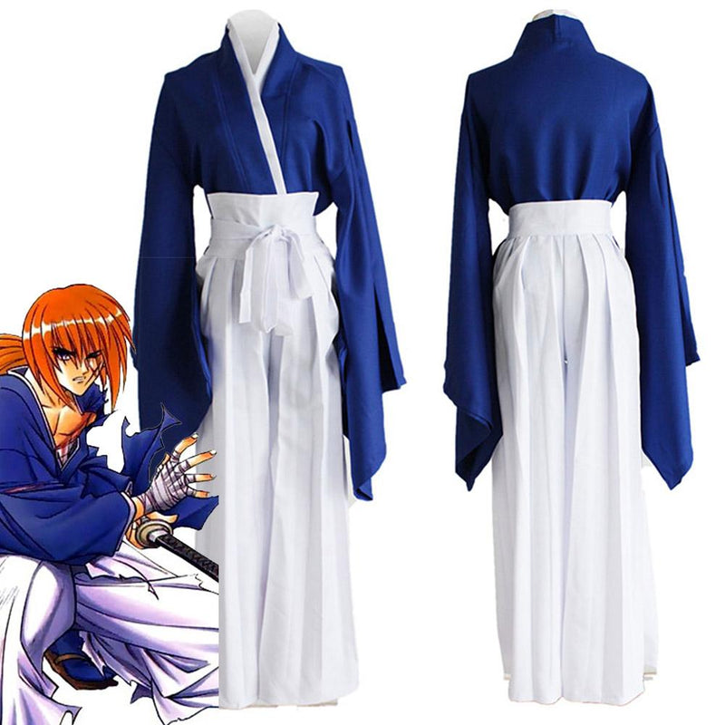 VeeGet Anime Rurouni Kenshin Himura KENSHIN Blue Kendo Kimono Cosplay Costume