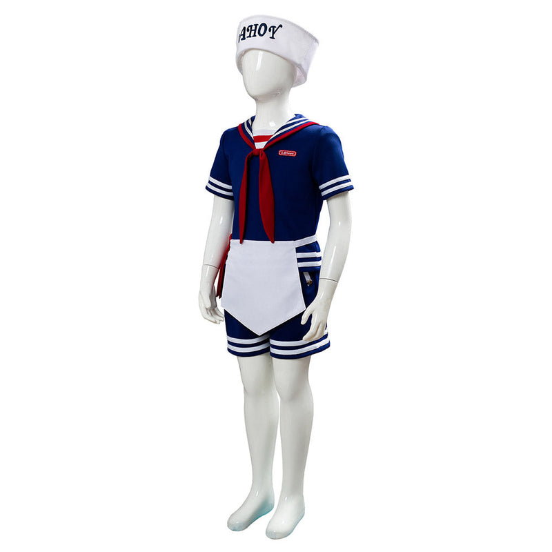 VeeGet VeeGet Stranger Things 3 Scoops Ahoy Steve Harrington Kids Children Uniform Cosplay Costume  TV