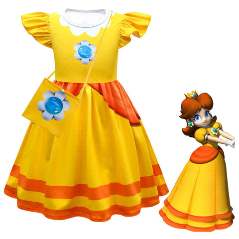 VeeGet Peach The Super Mario Bros Cosplay Costume Kids Girls Dress Outfits Halloween Carnival Party Disguise Suit