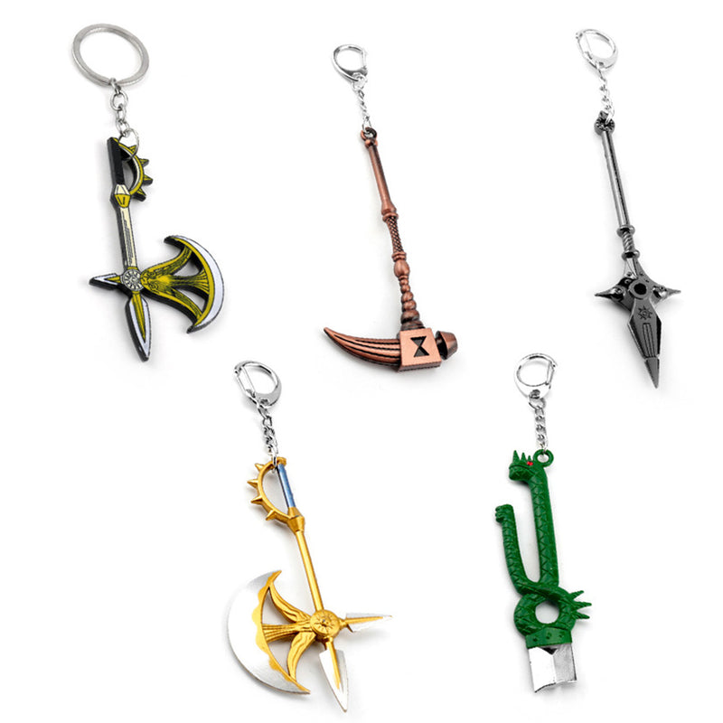 5pcs The Seven Deadly Sins Escanor Rhitta Keychain Anime Jewelry Nanatsu No Taizai Axe Key Chain Key Rings Gifts