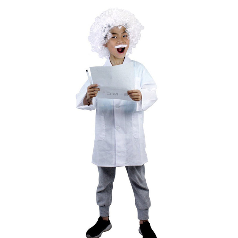 VeeGet Einstein Scientist Kids Children Cosplay Costume Outfits Halloween Carnival Party Disguise Suit BoysKidsCostume