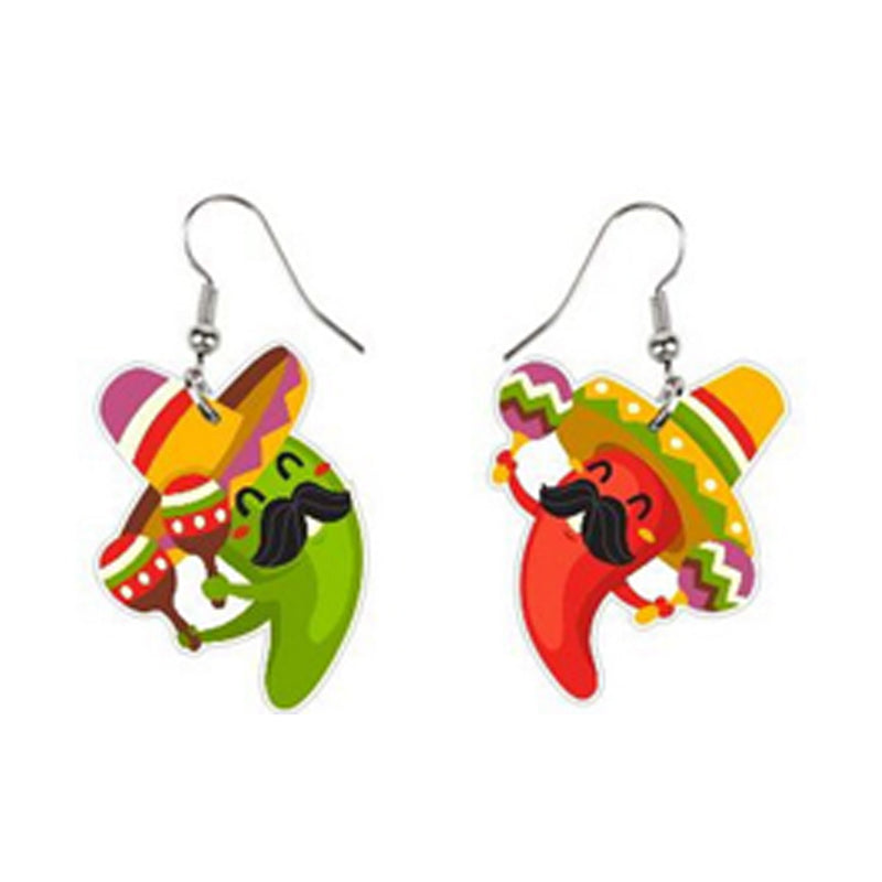 6Pcs Set Mexican earrings Carnival Pendant Halloween Carnival  Costume Accessories Gifts