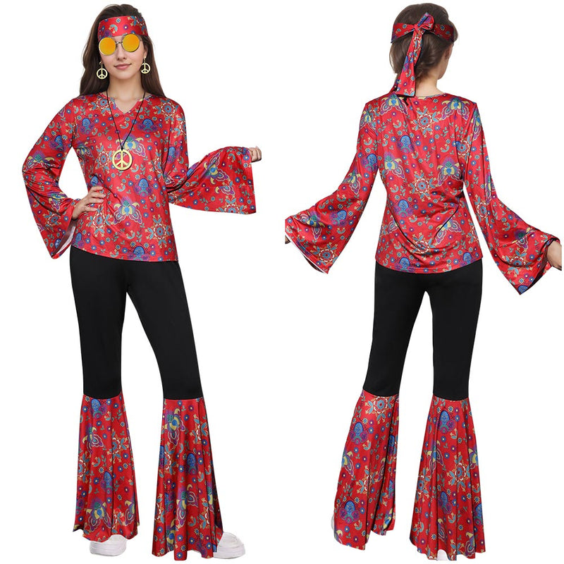 70s retro hippy Cosplay Costume Outfits Halloween Carnival Suit