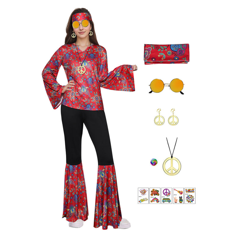 70s retro hippy Cosplay Costume Outfits Halloween Carnival Suit