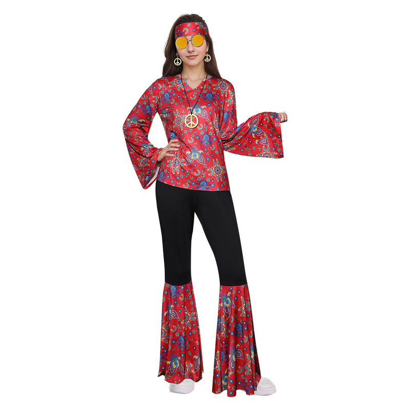 70s retro hippy Cosplay Costume Outfits Halloween Carnival Suit