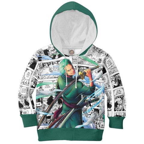 VeeGet One Piece Roronoa Zoro Kids Cosplay Hoodie 3D Printed Hooded Sweatshirt Casual Streetwear Pullover