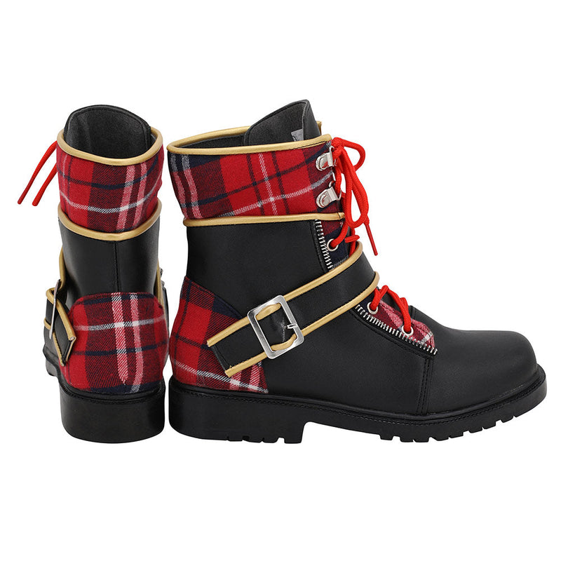 VeeGet Twisted Wonderland Pomefiore Epel Felmier Black Red Boots Cosplay Shoes