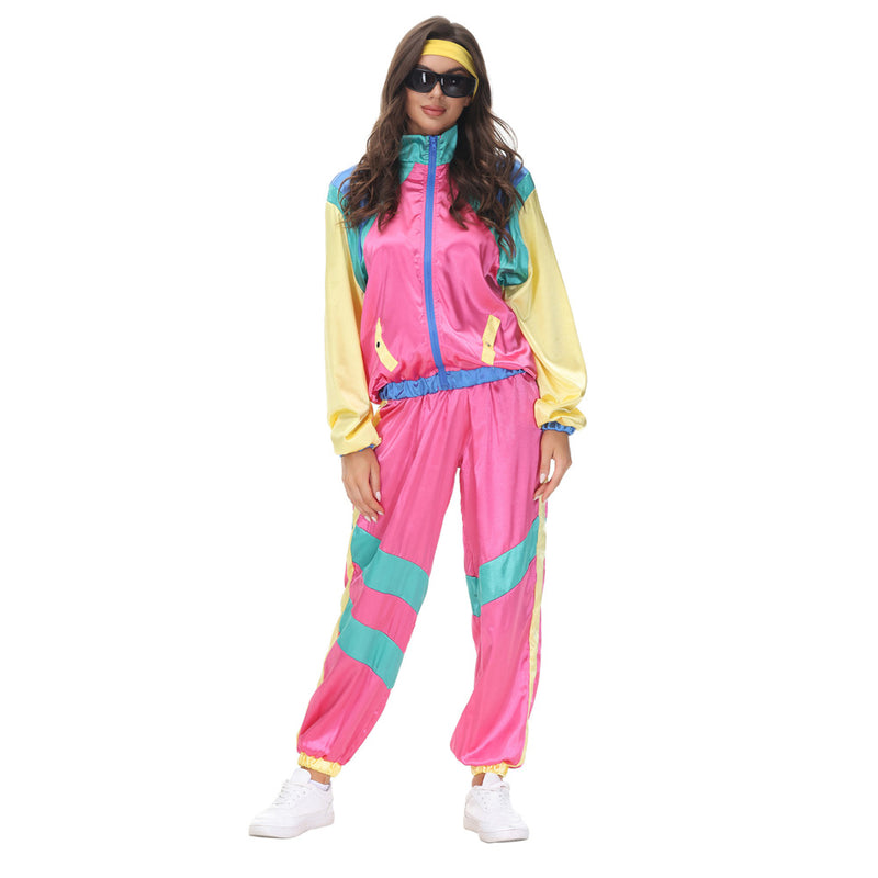 80s 90s Retro Disco Costumes Halloween Women Fashion Hippie Tracksuit Costume Party Adult Dress Up Hip Hop Outfits